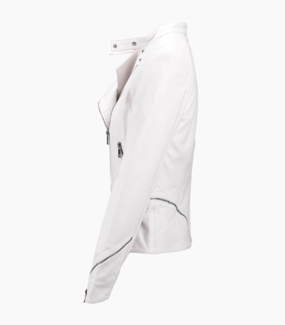 Women's Leather Biker Jacket White Albany