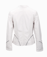 Women's Leather Biker Jacket White Albany