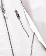 Women's Leather Biker Jacket White Albany