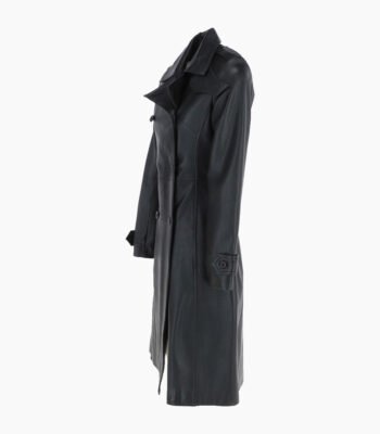 Women's Leather Trench Coat Black Rome