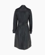 Women's Leather Trench Coat Black Rome
