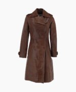 Women's Leather Trench Coat Brown Rome
