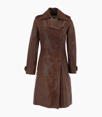 Women's Leather Trench Coat Brown Rome