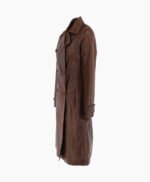 Women's Leather Trench Coat Brown Rome