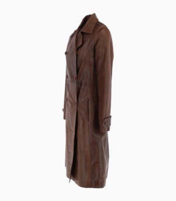Women's Leather Trench Coat Brown Rome