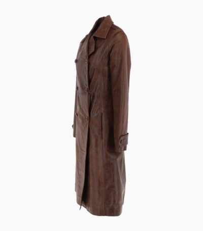 Women's Leather Trench Coat Brown Rome