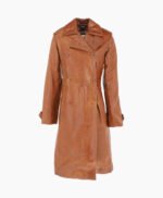 Leather Trench Coat Tan Rome