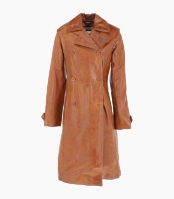 Leather Trench Coat Tan Rome