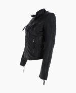 Women's Leather Biker Jacket Black Alton