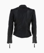 Women's Leather Biker Jacket Black Alton