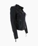 Women's Leather Biker Jacket Black Alton
