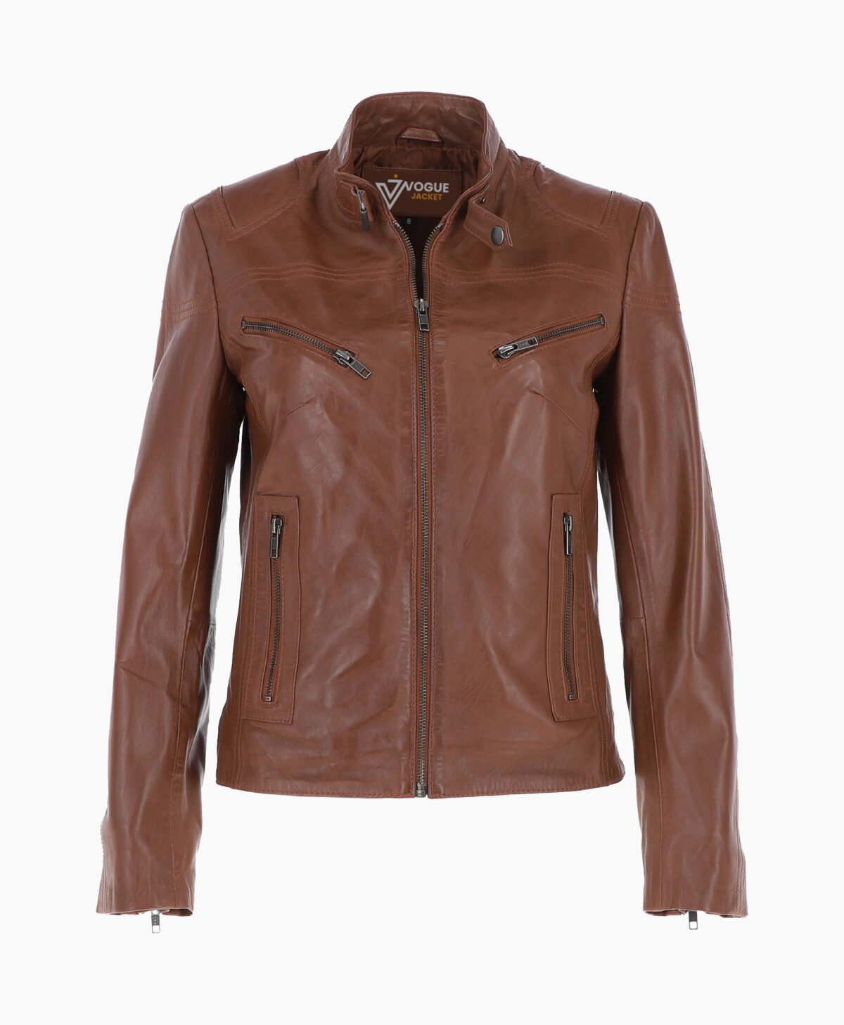 Women's Leather Biker Jacket Brown Alton Women's Leather Biker Jacket Brown Alton