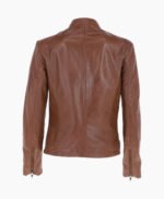 Women's Leather Biker Jacket Brown Alton