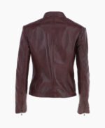 Women's Leather Biker Jacket Burgundy Alton