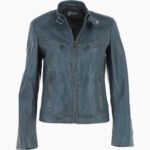 Women's Leather Biker Jacket Gray Alton