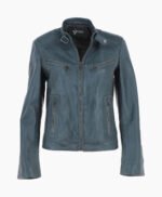 Women's Leather Biker Jacket Gray Alton