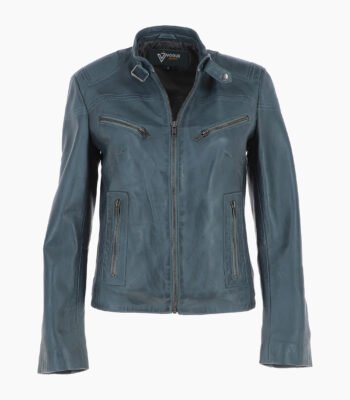 Women's Leather Biker Jacket Gray Alton
