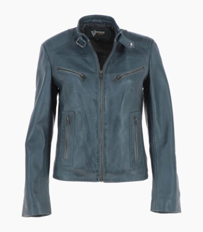 Women's Leather Biker Jacket Gray Alton