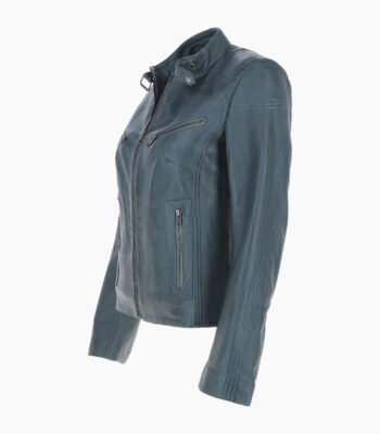 Women's Leather Biker Jacket Gray Alton