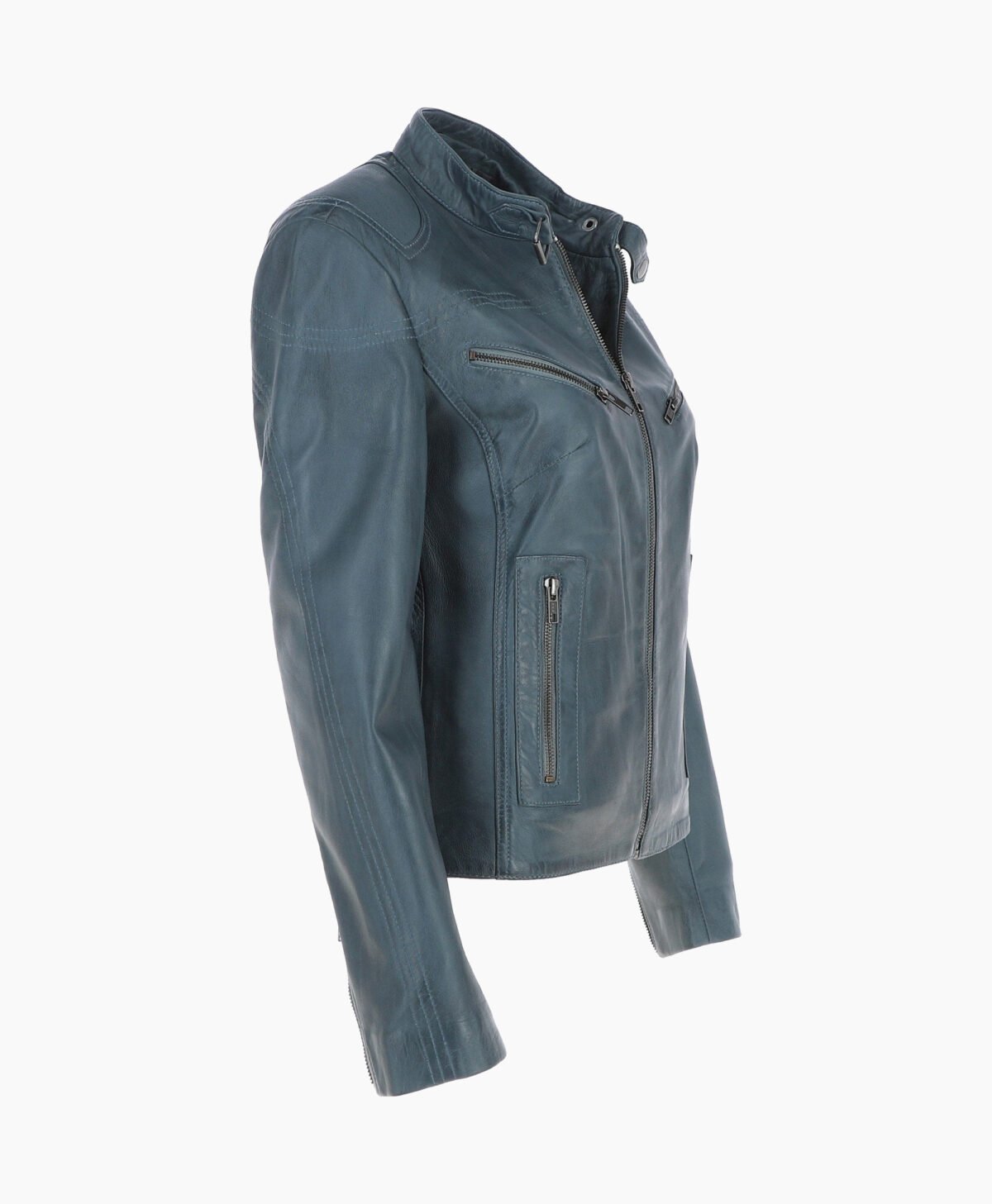 Women's Leather Biker Jacket Gray Alton Women's Leather Biker Jacket Gray Alton