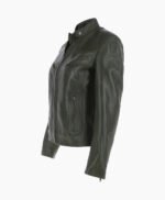 Women's Leather Biker Jacket Green Alton