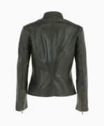 Women's Leather Biker Jacket Green Alton