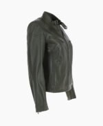 Women's Leather Biker Jacket Green Alton