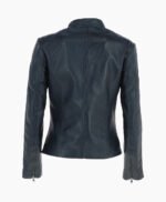 Women's Leather Biker Jacket Navy Alton