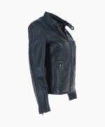 Women's Leather Biker Jacket Navy Alton