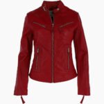 Women's Leather Biker Jacket Red Alton