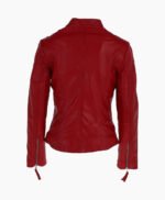 Women's Leather Biker Jacket Red Alton