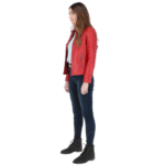 Women's Leather Biker Jacket Red Alton