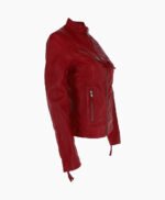 Women's Leather Biker Jacket Red Alton