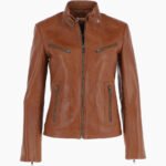 Women's Leather Biker Jacket Tan Alton