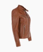 Women's Leather Biker Jacket Tan Alton