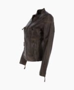 Women's Leather Biker Jacket Vin Brown Alton