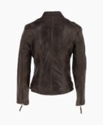 Women's Leather Biker Jacket Vin Brown Alton
