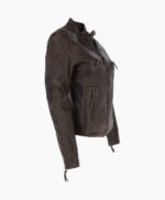 Women's Leather Biker Jacket Vin Brown Alton