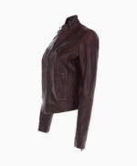 Women's Leather Biker Jacket Vin Burgundy Alton