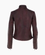 Women's Leather Biker Jacket Vin Burgundy Alton