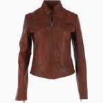 Women's Leather Biker Jacket Vin Tan Alton