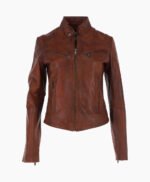 Women's Leather Biker Jacket Vin Tan Alton