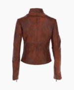 Women's Leather Biker Jacket Vin Tan Alton