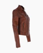 Women's Leather Biker Jacket Vin Tan Alton