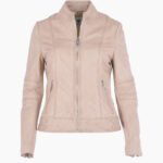 Women's Leather Biker Jacket Beige Lahaina