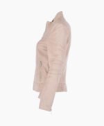 Women's Leather Biker Jacket Beige Lahaina