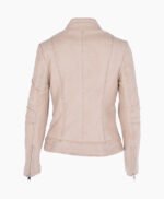 Women's Leather Biker Jacket Beige Lahaina