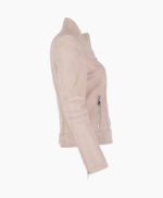 Women's Leather Biker Jacket Beige Lahaina