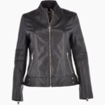 Women's Leather Biker Jacket Black Lahaina