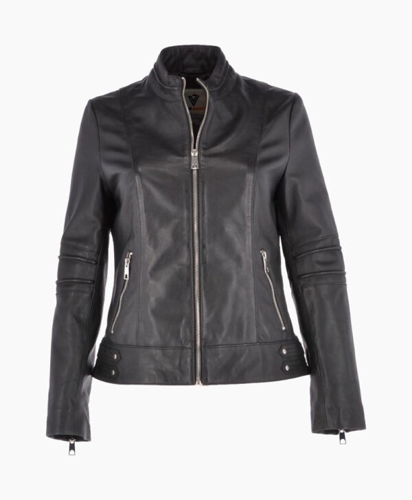 Women's Leather Biker Jacket Black Lahaina